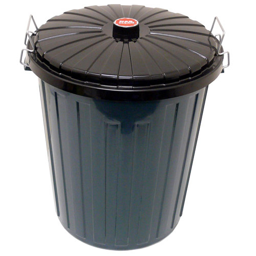 Rubbish Bin 75L Green with Flat Black Lid Hospitality Supplies Express